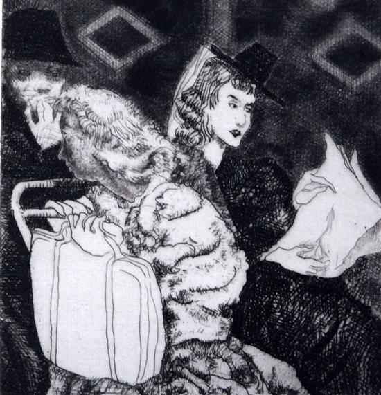 John Copley (1875-1950) People in the Tube 5.75 x 5.25in.